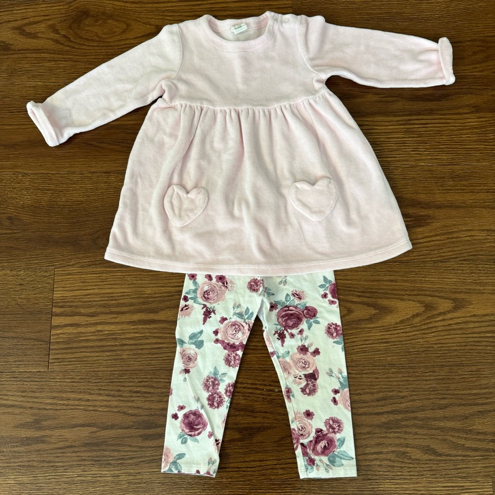 H&M Toddler Girl Sweater Dress with Leggings and Headband Outfit - 3 Piece Set